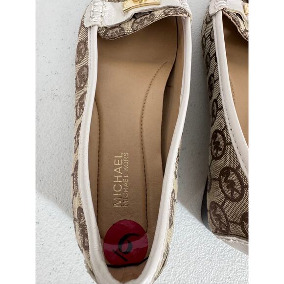 NEW!! "Michael Kors" Hamilton Loafer Moc Jacquard Khaki/Vanilla SZ 6 Old Money - Picture 6 of 7